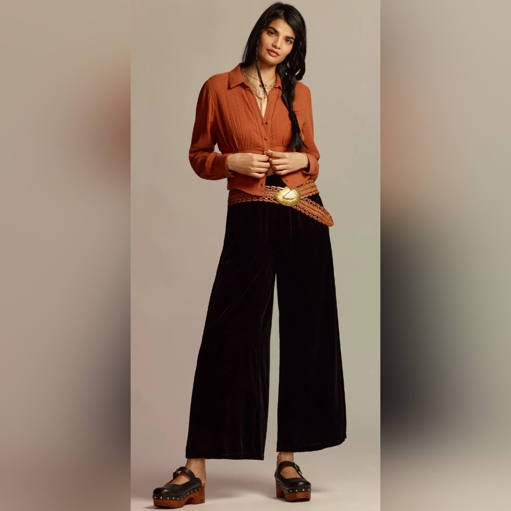 Anthropolgie The Somerset Trousers Velvet Edition In Black